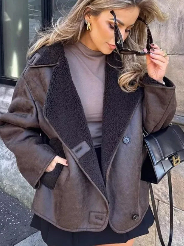 Veste surdimensionnée pour femmes avec fourrure