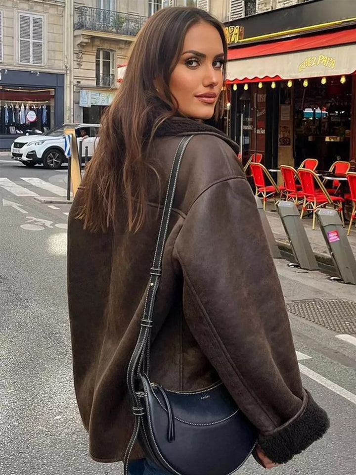 Veste surdimensionnée pour femmes avec fourrure