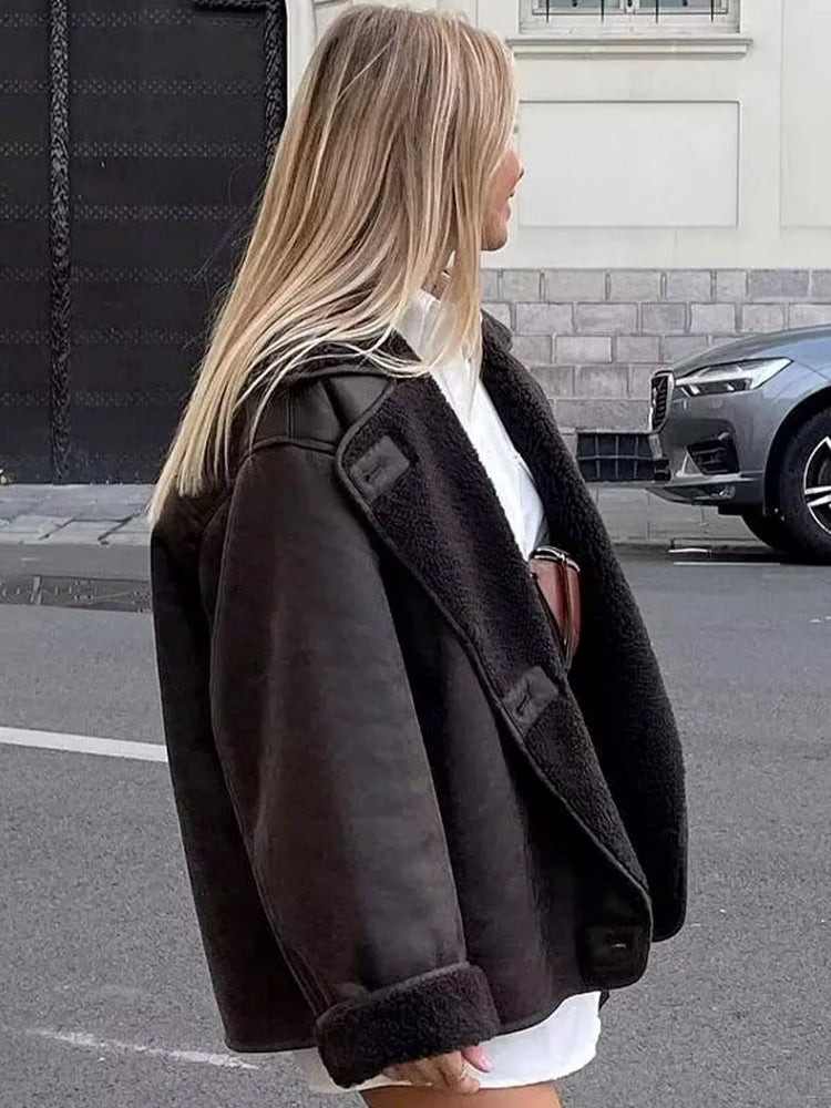 Veste surdimensionnée pour femmes avec fourrure
