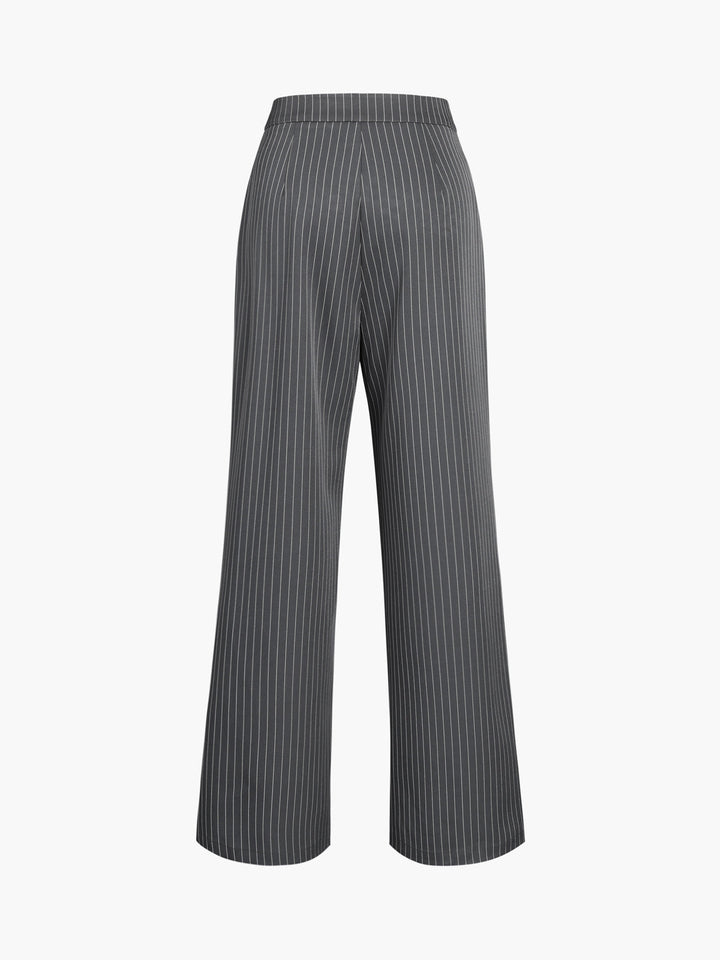 Pantalon à plis élégant à rayures avec jambe large