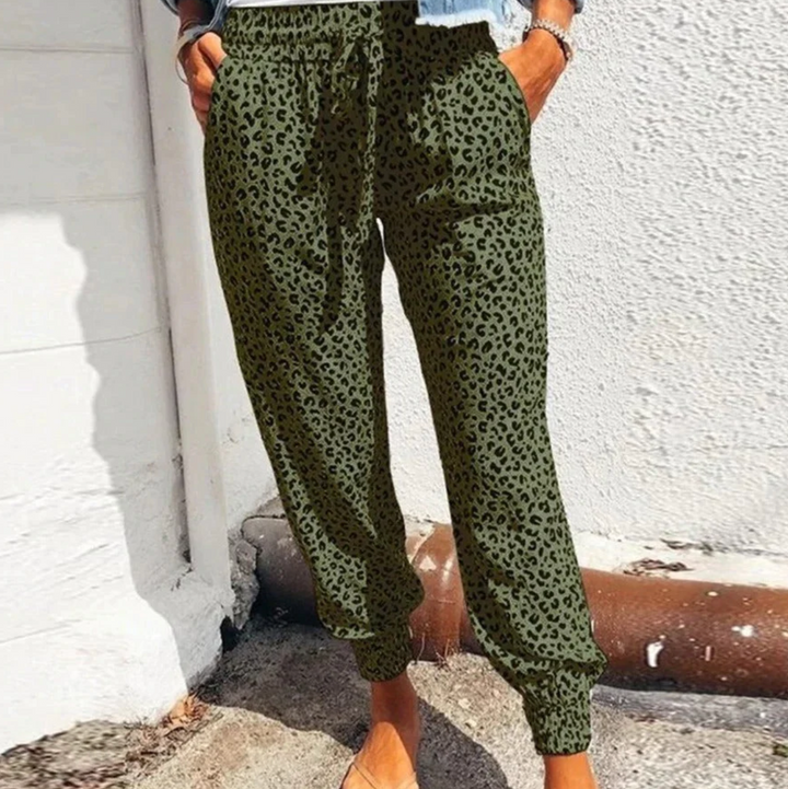 Pantalon large avec motif léopard