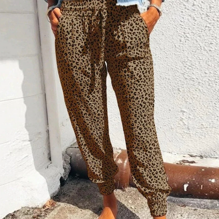 Pantalon large avec motif léopard