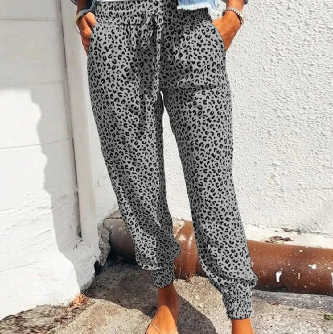 Pantalon large avec motif léopard