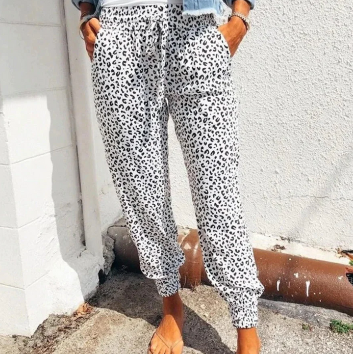 Pantalon large avec motif léopard