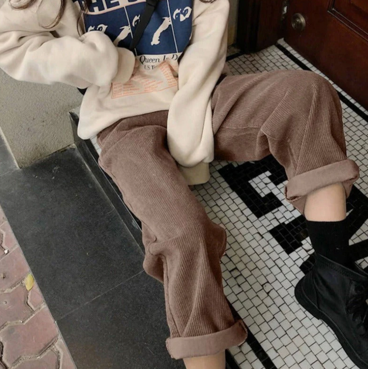 Pantalon décontracté en velours côtelé