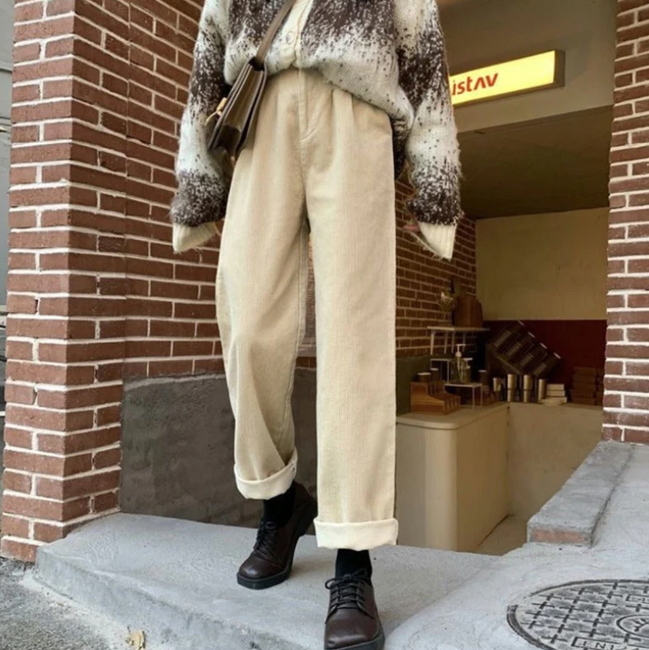 Pantalon décontracté en velours côtelé