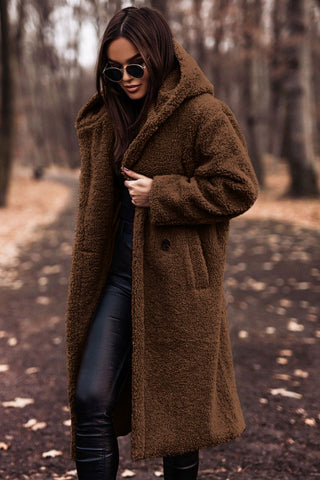 Manteau Teddy Long Modèle avec Capuche