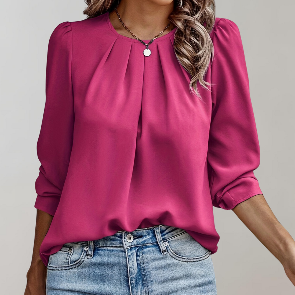 LACE – Blouse pour femmes plissée avec manches bouffantes