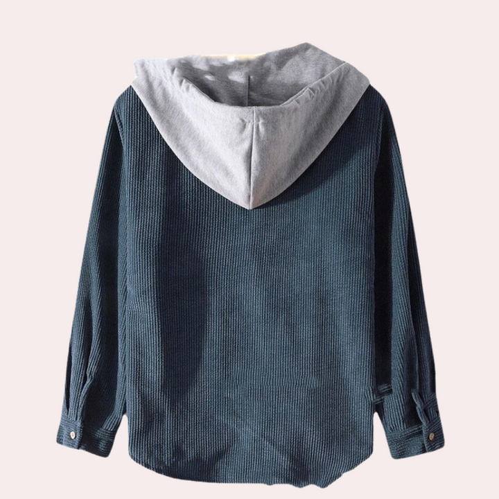 Veste en velours côtelé pour hommes avec capuche