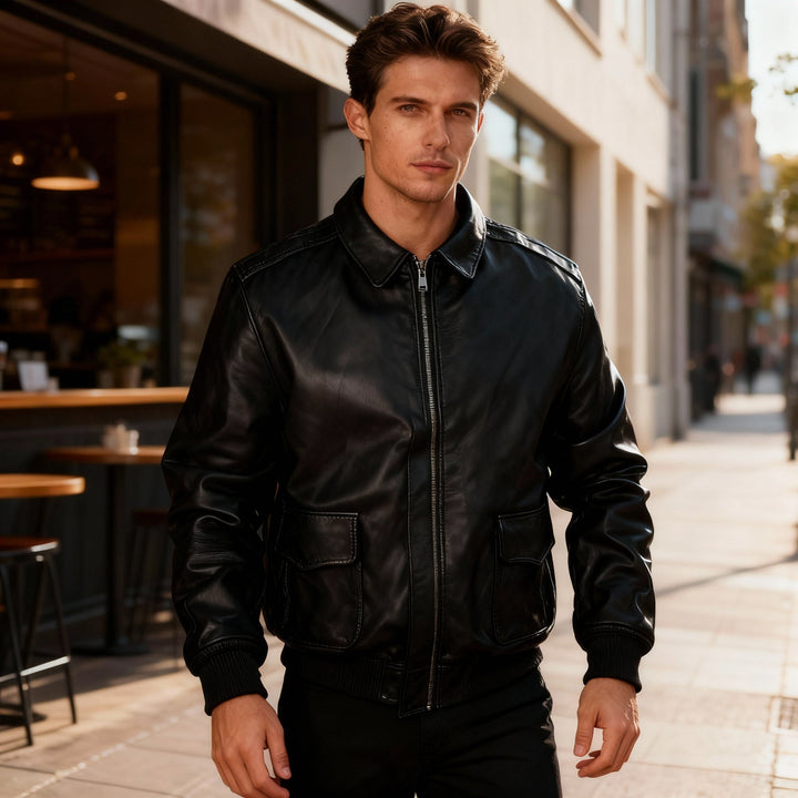 Manteau en cuir Air Force surdimensionné pour hommes