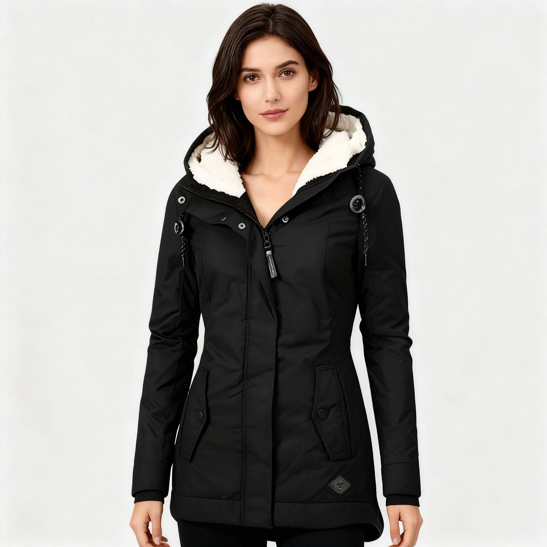 Long manteau d'hiver avec capuche et doublure – Imperméable, chaud et confortable