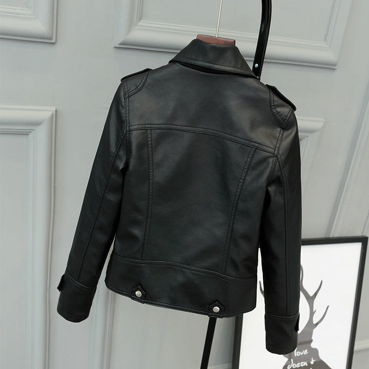 veste de moto courte slim-fit en PU