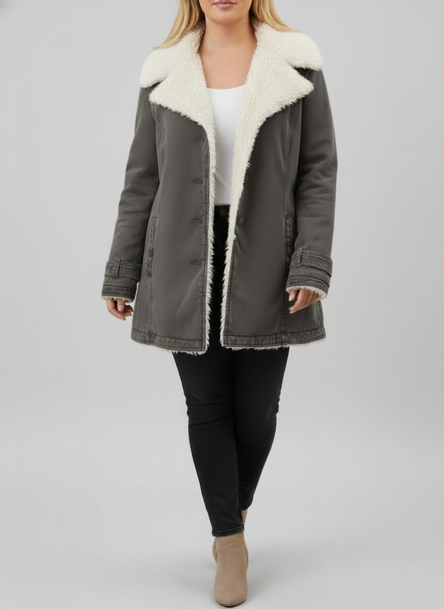 Veste d'hiver pour femmes avec doublure en Sherpa chaud | Grandes tailles