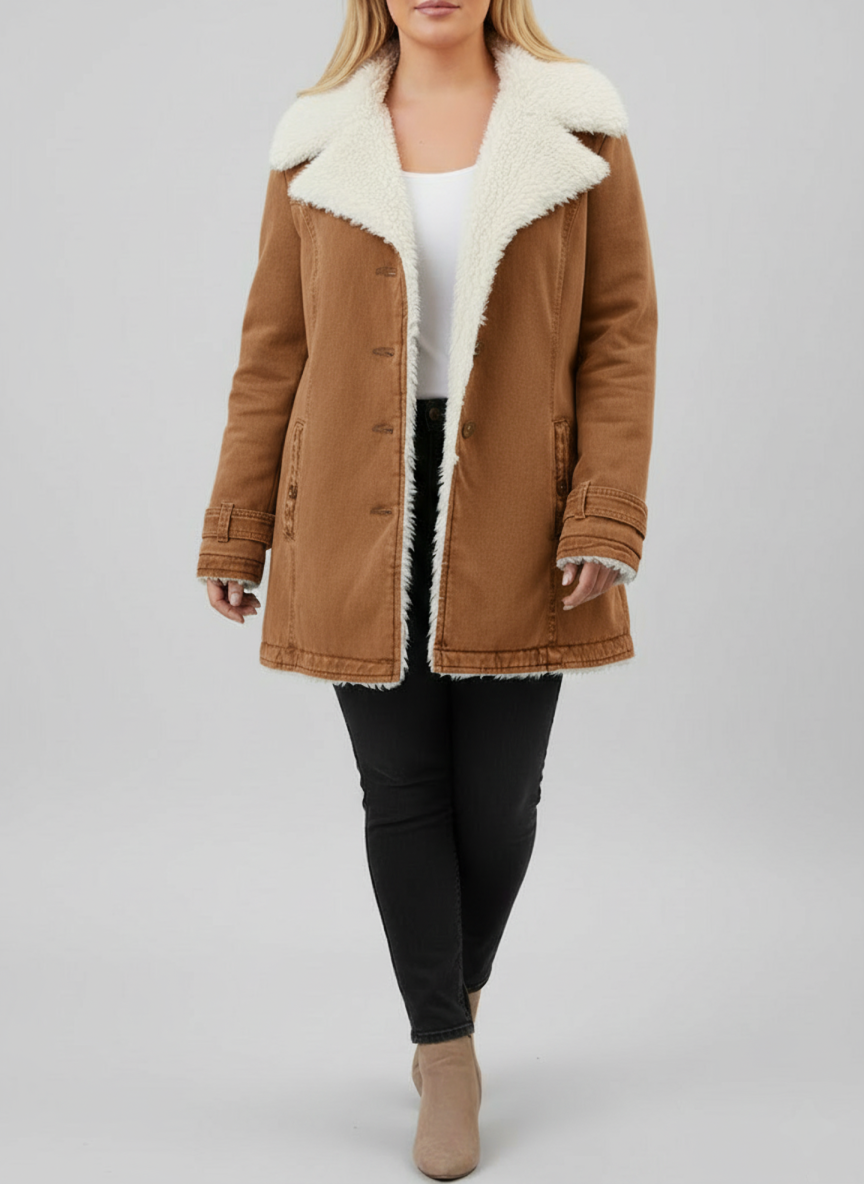 Veste d'hiver pour femmes avec doublure en Sherpa chaud | Grandes tailles
