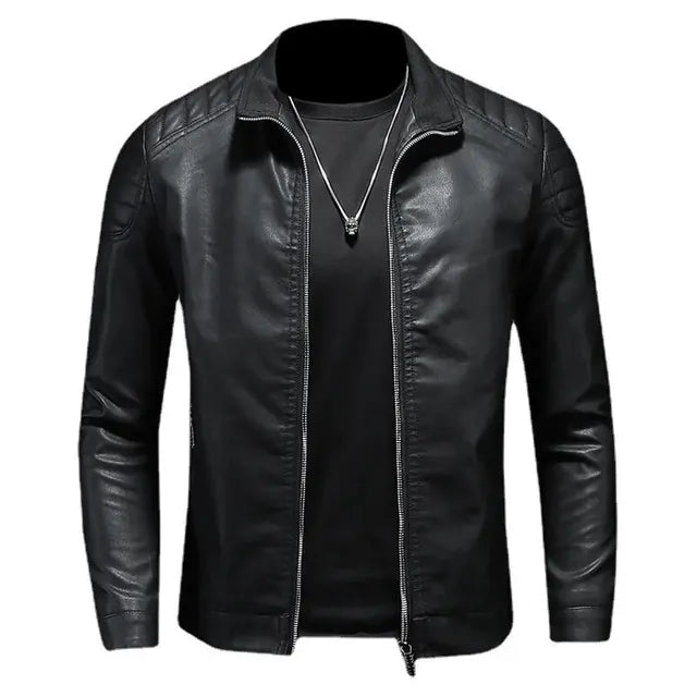 Veste de moto slim fit pour hommes en cuir de haute qualité