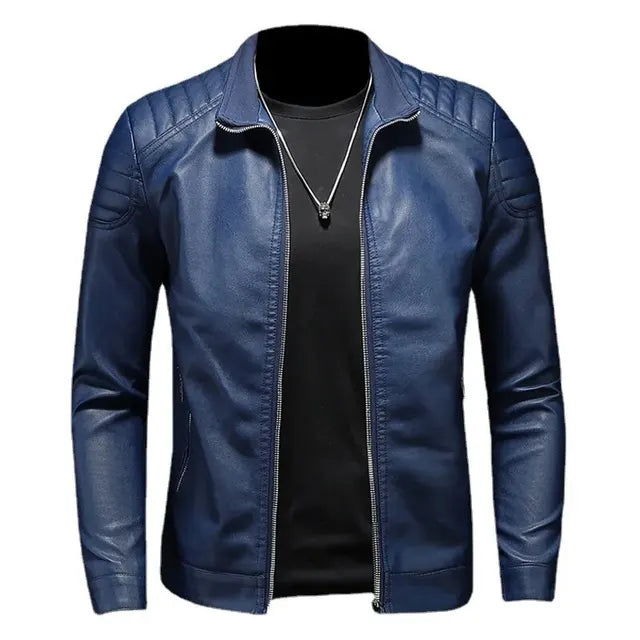 Veste de moto slim fit pour hommes en cuir de haute qualité