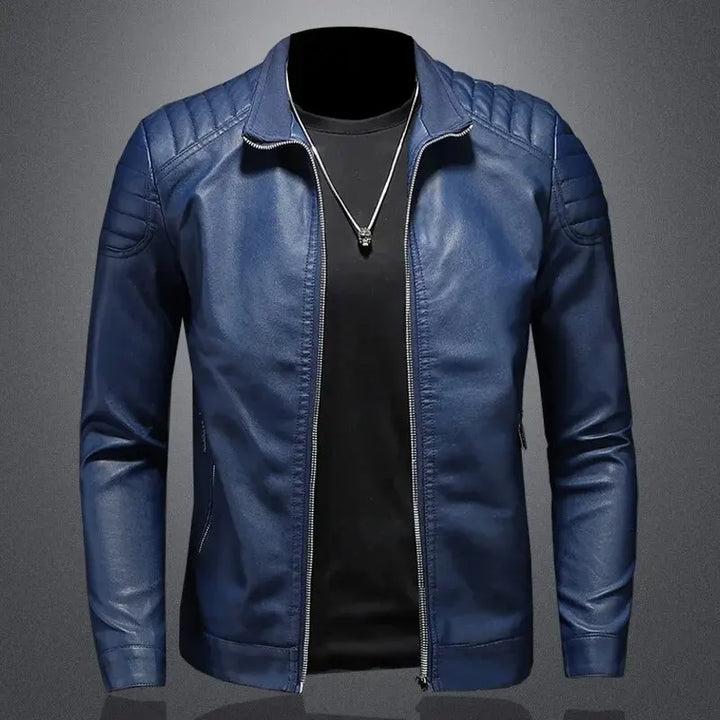 Veste de moto slim fit pour hommes en cuir de haute qualité