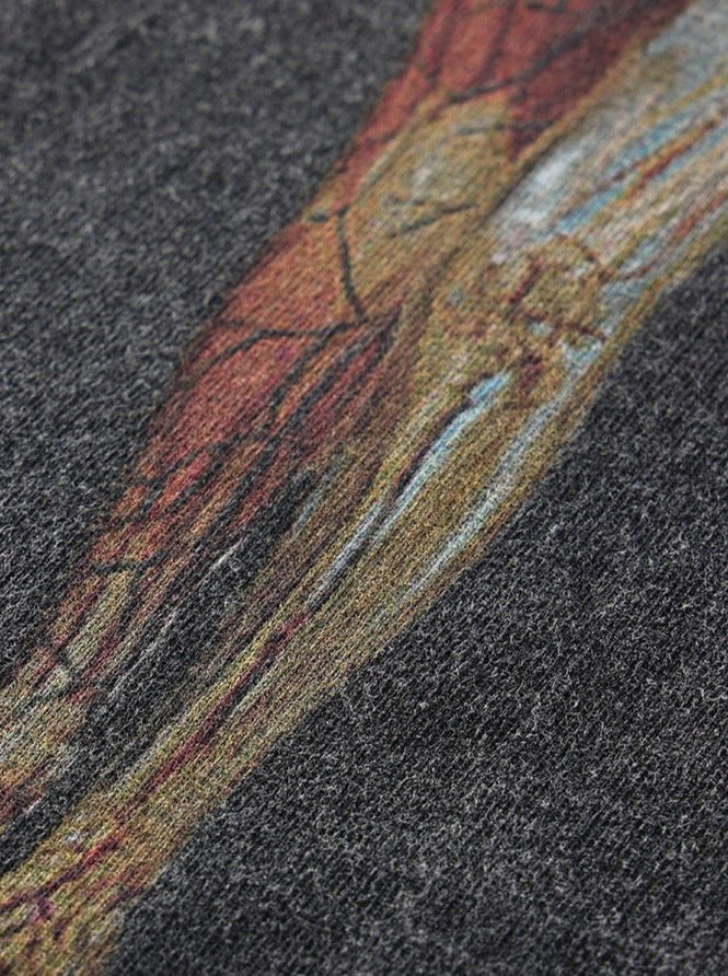 T-shirt lavé et effet usé avec imprimé de groupe de rock et manches courtes