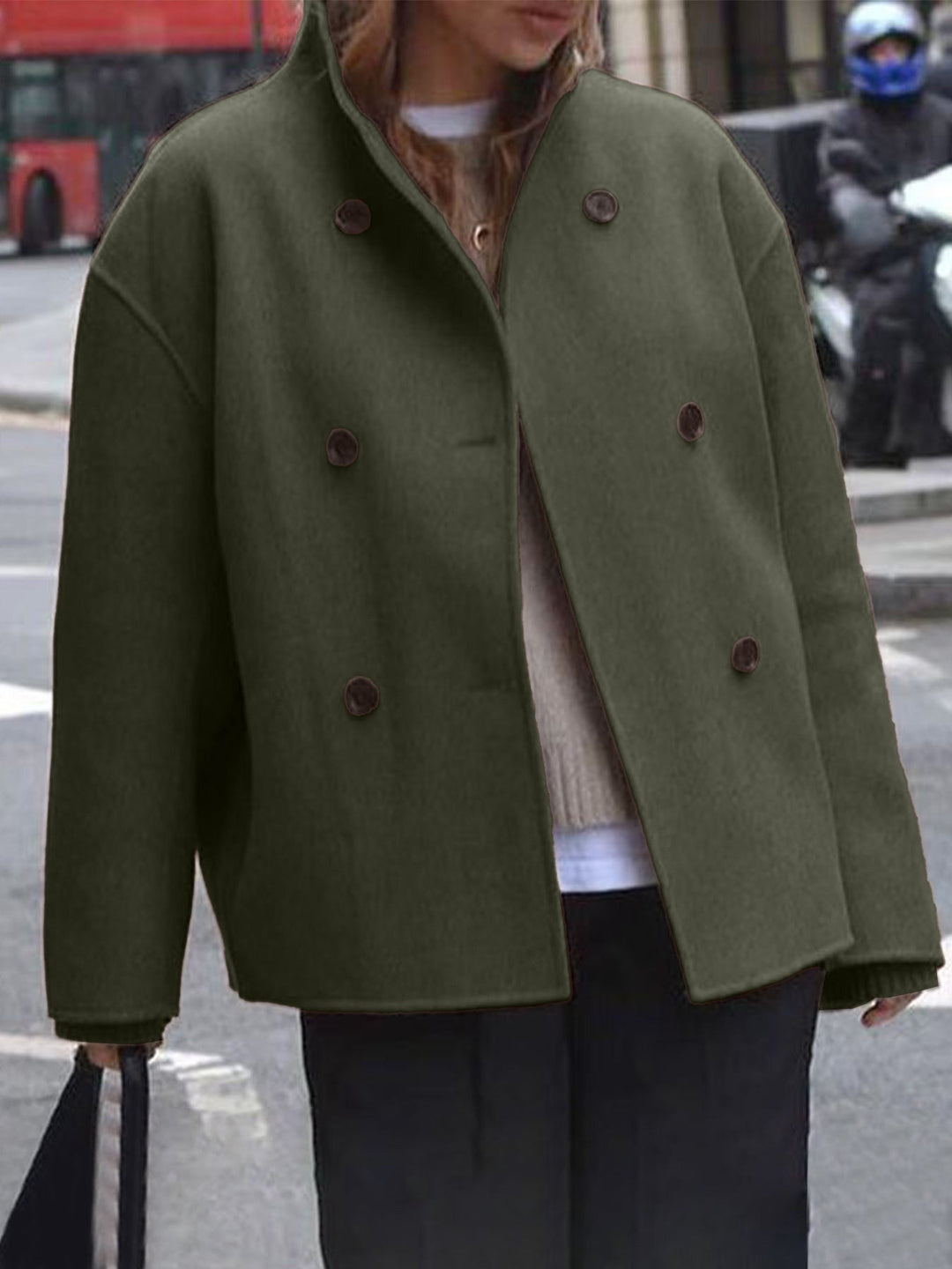 Veste oversize tendance avec fermeture à boutons