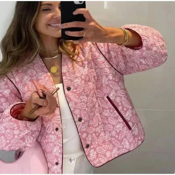 BLOOM – Veste matelassée pour dames en patchwork rose