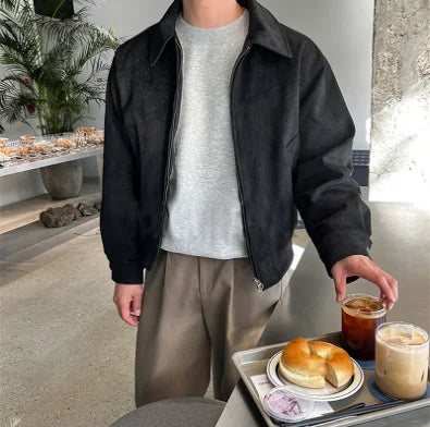 Veste Suede Rétro Col Hommes