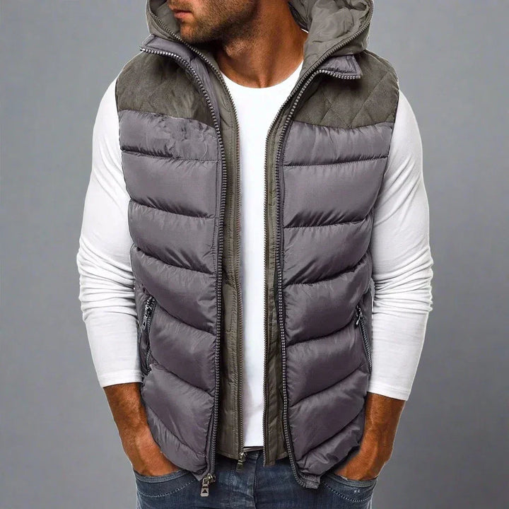 Gilet rembourré pour hommes avec capuche