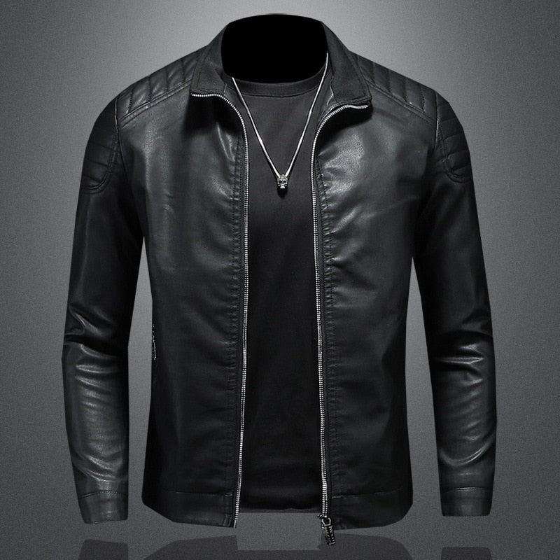 Heidi-Mode – Veste PU de style biker pour hommes