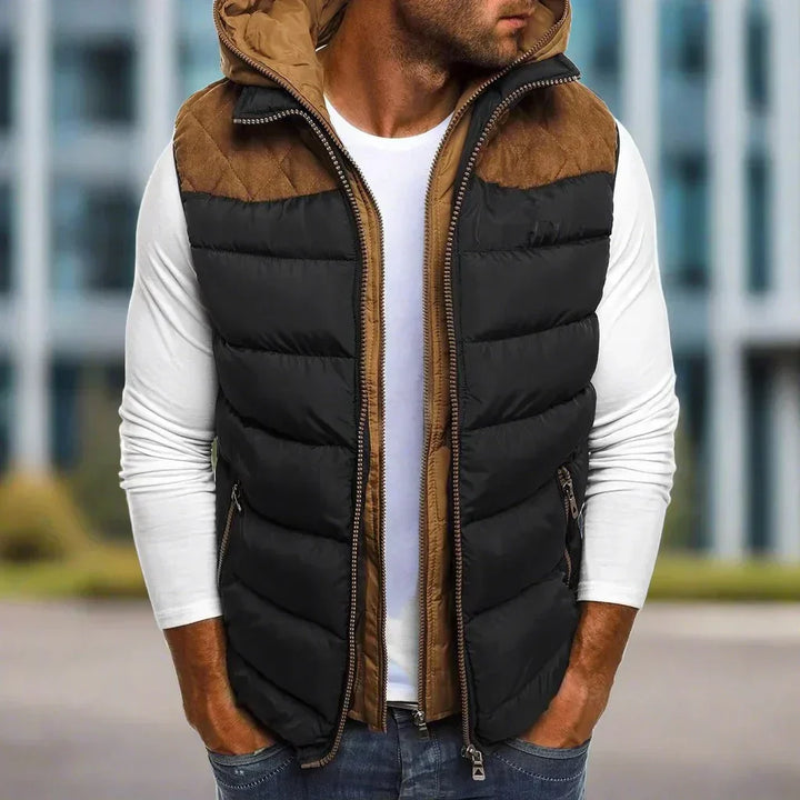 Gilet rembourré pour hommes avec capuche