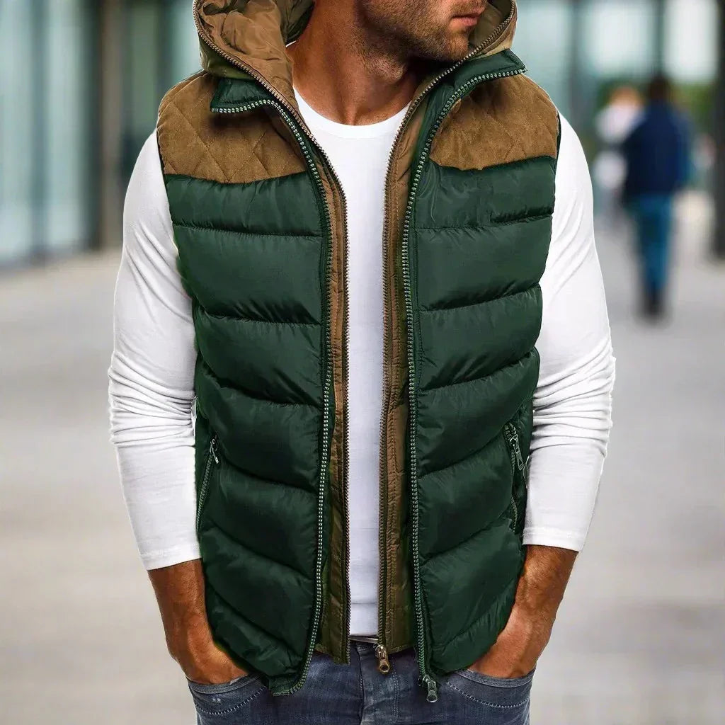 Gilet rembourré pour hommes avec capuche