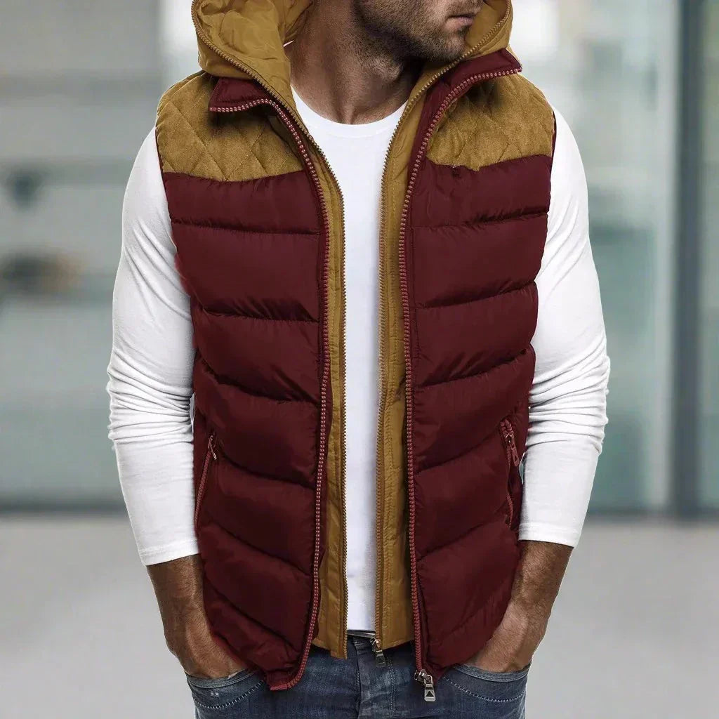 Gilet rembourré pour hommes avec capuche