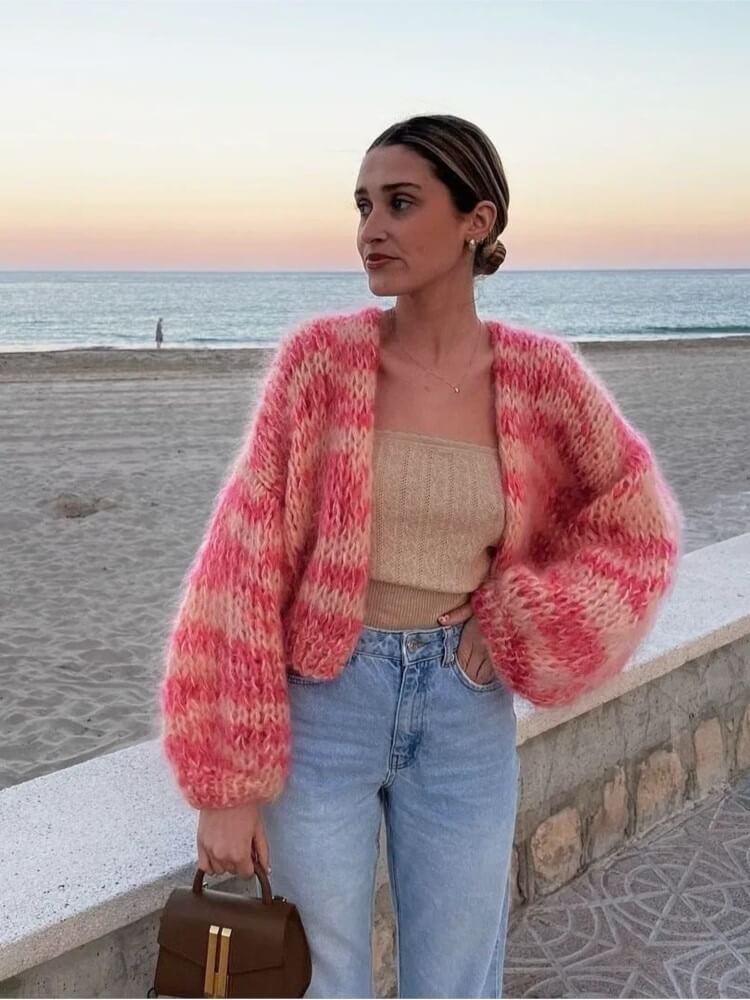 Cardigan ouvert rayé