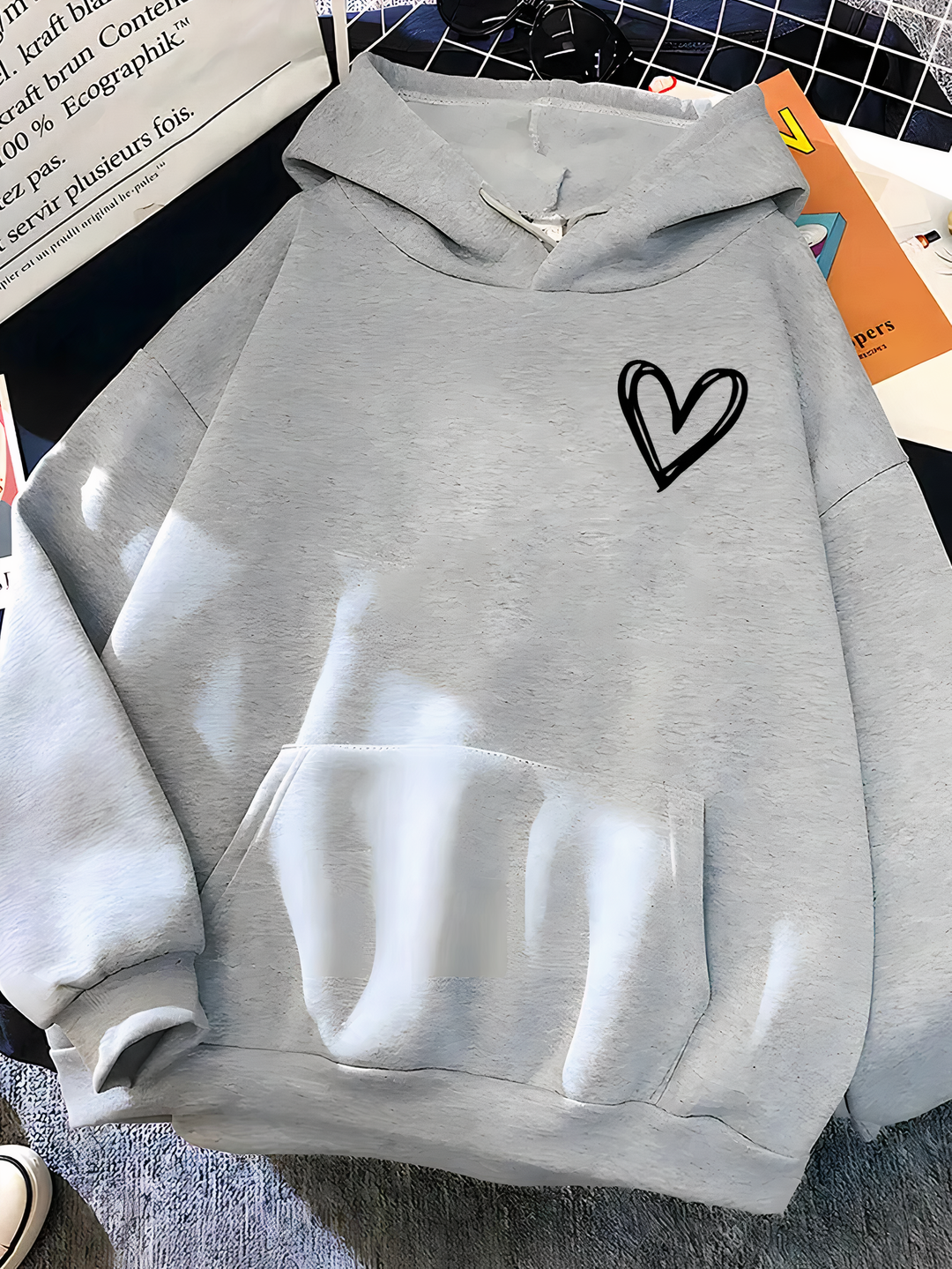 Sweat à capuche avec impression cœur pour femmes Saylor