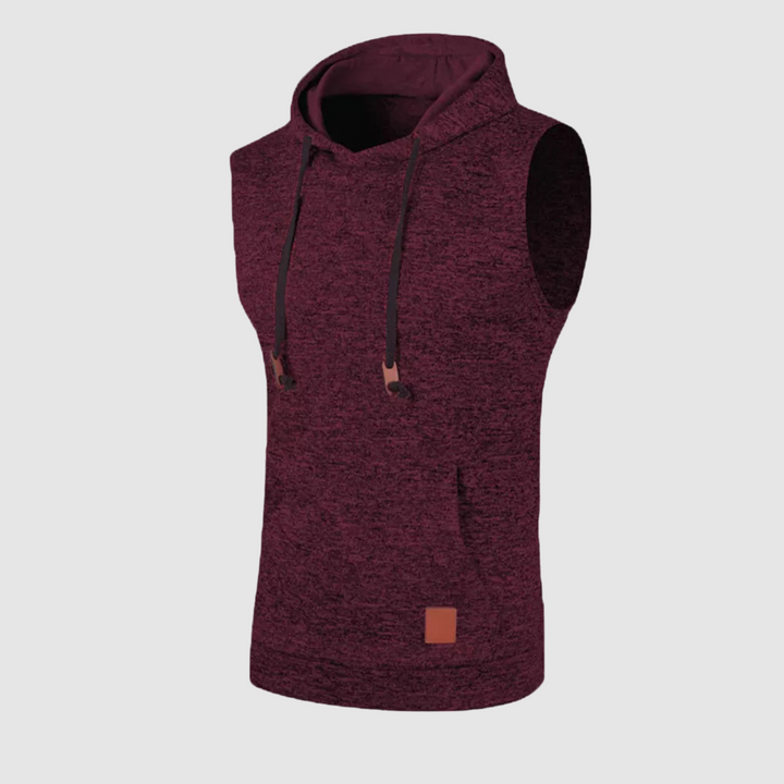 Haut de survêtement à capuche sans manches pour hommes en coton respirant léger