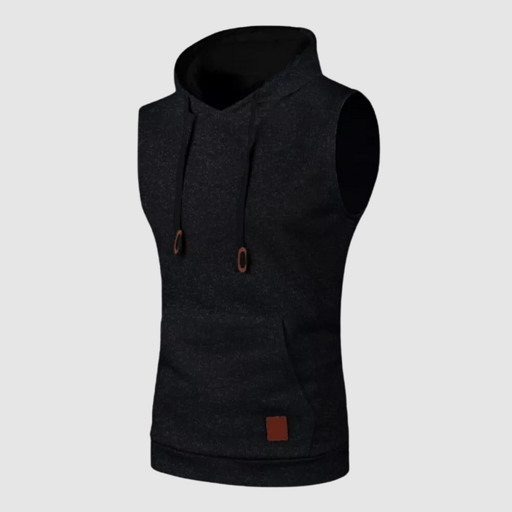 Haut de survêtement à capuche sans manches pour hommes en coton respirant léger
