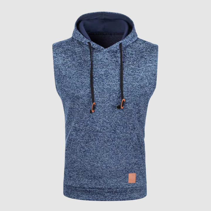 Haut de survêtement à capuche sans manches pour hommes en coton respirant léger