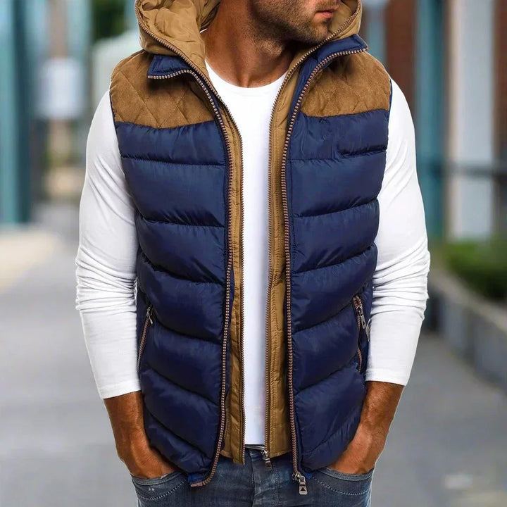 Gilet rembourré pour hommes avec capuche