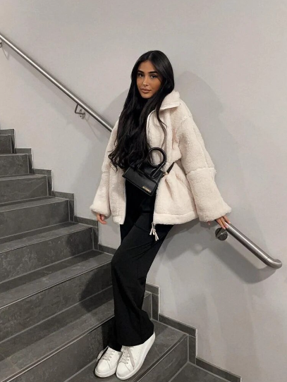 Veste en Teddy Courte Élégante pour Femmes