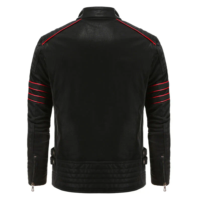 Veste en cuir moto pour hommes robuste