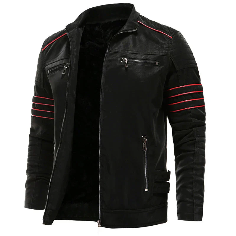 Veste en cuir moto pour hommes robuste