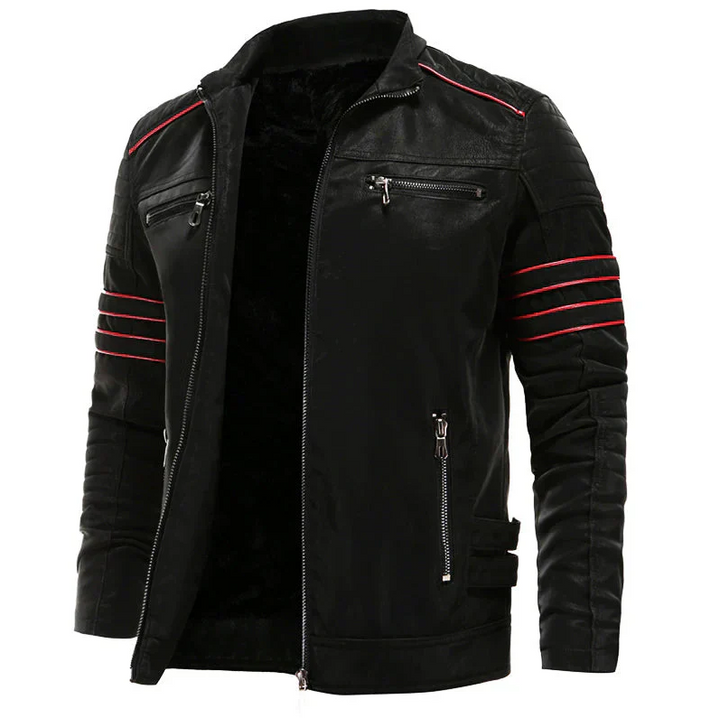 Veste en cuir moto pour hommes robuste
