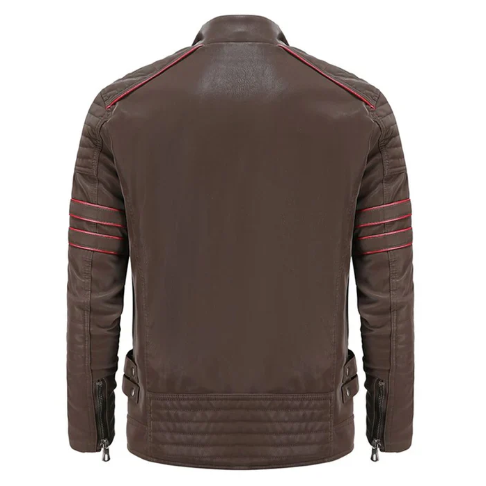 Veste en cuir moto pour hommes robuste