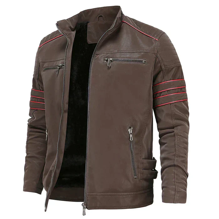 Veste en cuir moto pour hommes robuste