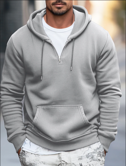 Hoodie Streetwear d'Automne pour Hommes avec Poches et Cordon de Serrage
