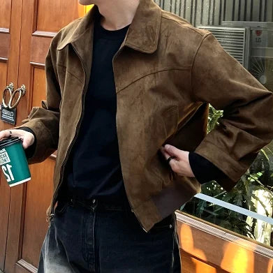 Veste Suede Rétro Col Hommes