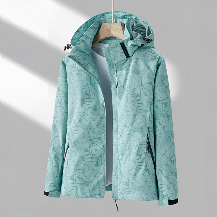 Veste légère imperméable pour femmes avec motif tropical et capuche