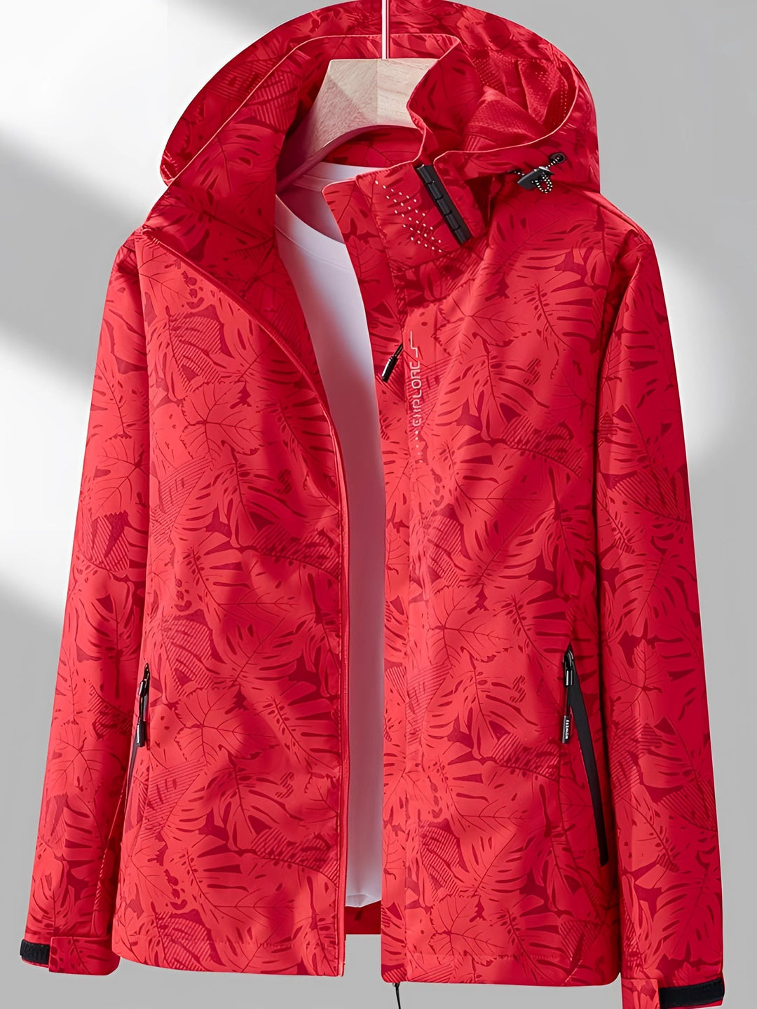 Veste légère imperméable pour femmes avec motif tropical et capuche