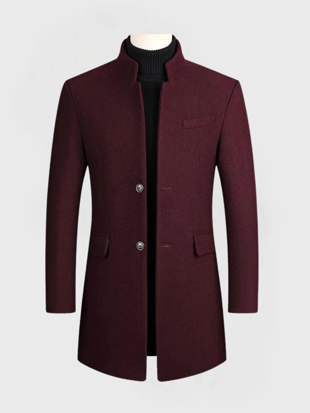 Manteau en Laine pour Homme Gris Designer Manteau d'Hiver avec Écharpe et Col Montant