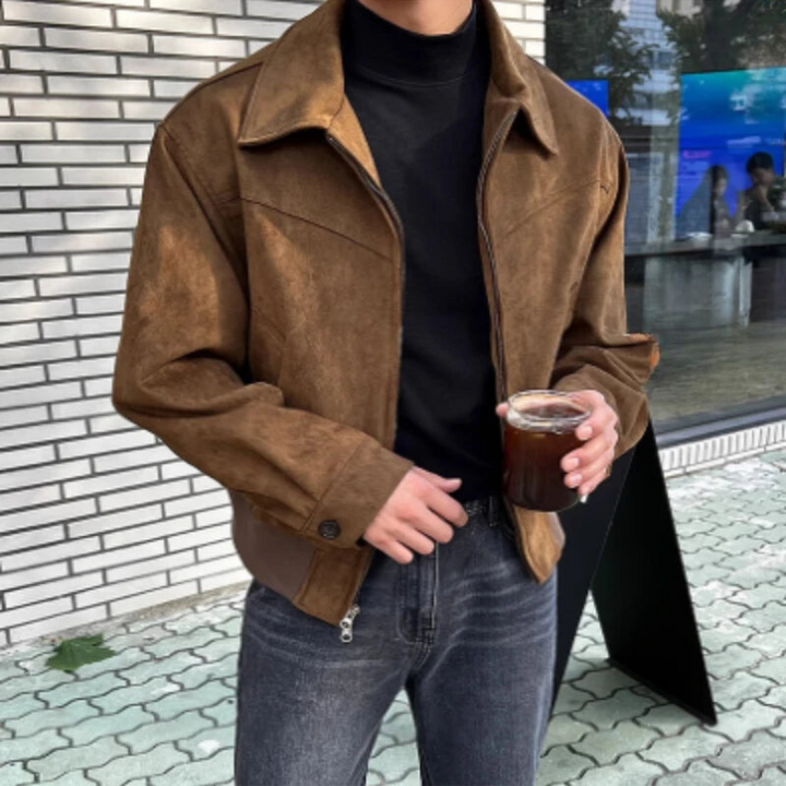 Veste Suede Rétro Col Hommes