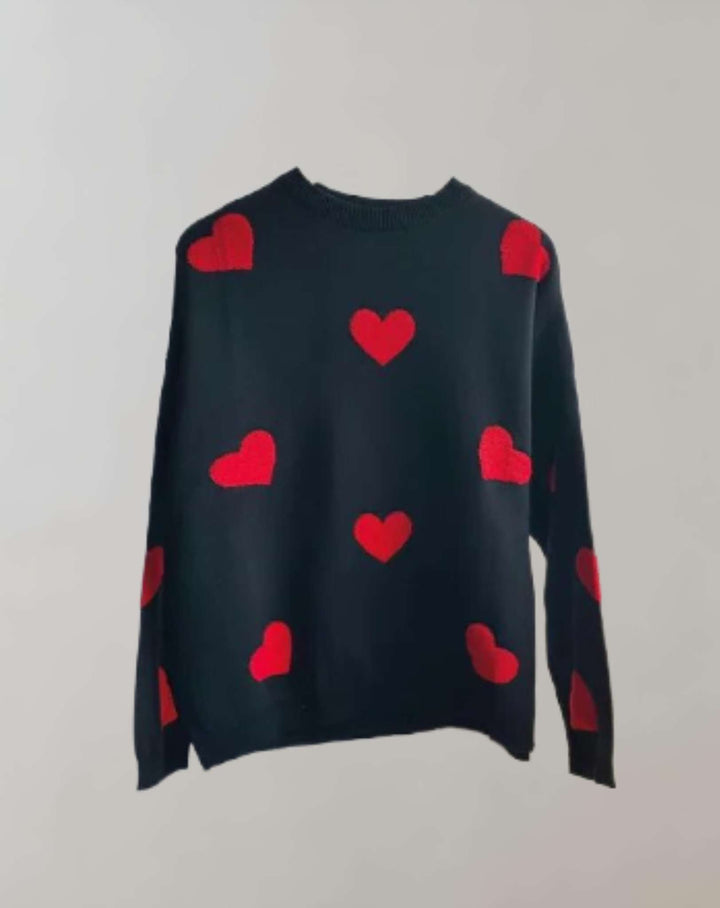 Vergie | Pull surdimensionné avec col rond et motif en forme de cœur