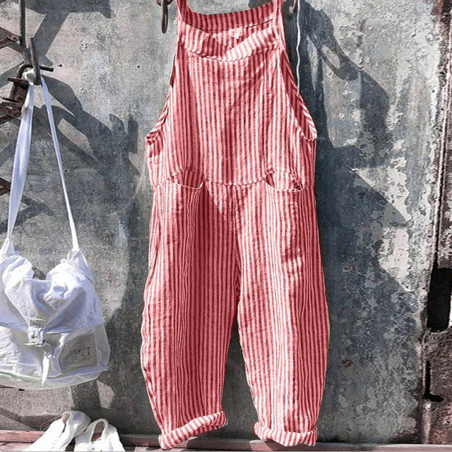 Heidi - Salopette baggy rayée au style vintage